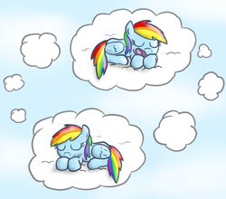 Size: 692x609 | Tagged: safe, artist:paper-pony, rainbow dash, g4, cloud, cloudy, recursion, sleeping