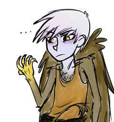 Size: 450x480 | Tagged: safe, artist:ladydarthorn, gilda, g4, guilder, humanized, rule 63, tailed humanization, winged humanization