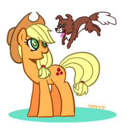 Size: 488x499 | Tagged: safe, artist:fyrebeam, applejack, winona, dog, earth pony, pony, g4, female, mare, simple background, transparent background