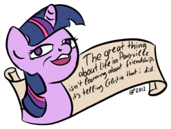 Size: 937x707 | Tagged: safe, artist:derkrazykraut, twilight sparkle, g4, lie, meme, parody, ponified meme, scroll, xbox kid