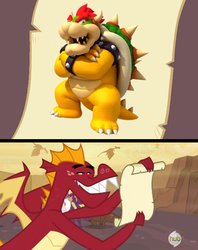 Size: 1024x1290 | Tagged: safe, garble, dragon, g4, bedroom eyes, bowser, dragon meme, male, meme, super mario bros.