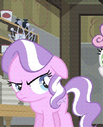 Size: 453x558 | Tagged: safe, screencap, diamond tiara, sweetie belle, pony, g4, ponyville confidential, animated, cropped, female, floppy ears, loop, offscreen character, raspberry, solo focus, tongue out