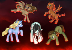 Size: 900x630 | Tagged: safe, artist:evelsyrnik, dethklok, dethklop, metalocalypse, ponified