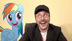 Size: 751x427 | Tagged: safe, rainbow dash, human, pegasus, pony, g4, awesome face, faic, female, irl, irl human, male, mare, nostalgia critic, oh you, photo, ponies in real life, vector