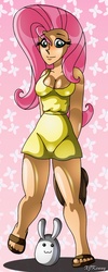 Size: 550x1380 | Tagged: safe, artist:xjkenny, fluttershy, human, g4, clothes, dress, humanized, solo