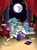 Size: 598x819 | Tagged: safe, artist:longinius, princess celestia, twilight sparkle, alicorn, pony, unicorn, g4, banishment, book, crying, curtains, depressedia, duo, eyes closed, female, filly, filly twilight sparkle, mare, mare in the moon, moon, scroll, sleeping, younger