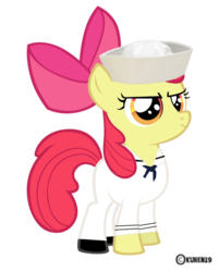 Size: 1000x1244 | Tagged: safe, artist:kuren247, apple bloom, earth pony, pony, g4, clothes, female, filly, foal, sailor, sailor hat, sailor uniform, simple background, solo, transparent background, uniform, vector