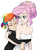Size: 1024x1365 | Tagged: safe, artist:thelivingmachine02, fluttershy, rainbow dash, human, g4, alternate hairstyle, bedroom eyes, cleavage, clothes, dress, eyes closed, female, flower, flower in hair, hug, humanized, lesbian, poking, ship:flutterdash, shipping, smiling, wedding