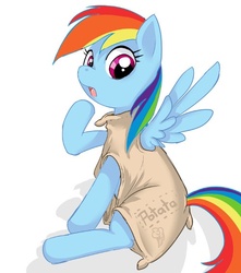 Size: 500x565 | Tagged: source needed, safe, artist:starlightspark, rainbow dash, g4, clothes, dress, sack