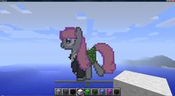 Size: 1920x1052 | Tagged: safe, oc, oc only, oc:velvet, earth pony, pony, female, game screencap, mare, minecraft, minecraft pixel art, pixel art