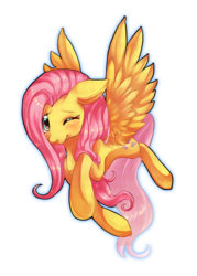 Size: 691x964 | Tagged: safe, artist:missaka, fluttershy, pony, g4, blushing, female, simple background, solo, spread wings, transparent background