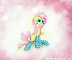 Size: 3001x2500 | Tagged: safe, artist:moonlightfl, fluttershy, pony, g4, clothes, female, high res, socks, solo, striped socks