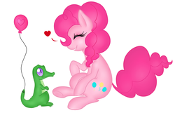 Size: 868x559 | Tagged: safe, artist:ponycide, gummy, pinkie pie, g4, balloon