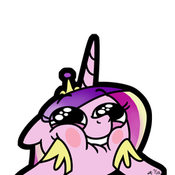 Size: 531x531 | Tagged: safe, artist:zicygomar, princess cadance, alicorn, pony, g4, bust, female, lip bite, looking up, portrait, simple background, smiling, solo, white background