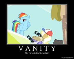 Size: 600x480 | Tagged: safe, edit, edited screencap, screencap, long shot, mare do well, press pass, press release (character), rainbow dash, snappy scoop, g4, the mysterious mare do well, demotivational poster, meme