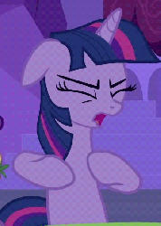 Size: 400x559 | Tagged: safe, edit, edited screencap, screencap, twilight sparkle, pony, a canterlot wedding, g4, animated, cropped, female, flailing, floppy ears, loop, offscreen character, solo focus