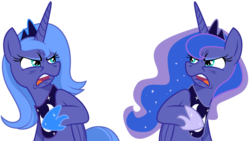 Size: 1046x589 | Tagged: safe, artist:equestria-prevails, princess luna, alicorn, pony, g4, duality, ew gay, exploitable, female, jewelry, mare, regalia, s1 luna, self ponidox, simple background, the fun has been doubled, transparent background