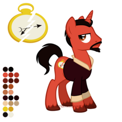 Size: 504x504 | Tagged: safe, artist:lissystrata, pony, unicorn, anthony ainley, clothes, doctor who, facial hair, horn, male, ponified, reference sheet, safari jacket, shirt, simple background, solo, stallion, the master, the tremas master, transparent background, unshorn fetlocks