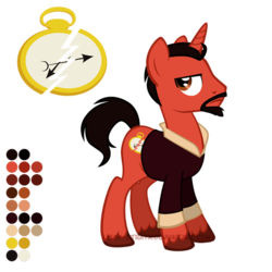 Size: 504x504 | Tagged: safe, artist:lissystrata, pony, unicorn, g4, anthony ainley, clothes, doctor who, facial hair, horn, male, ponified, reference sheet, safari jacket, shirt, simple background, solo, stallion, the master, the tremas master, transparent background, unshorn fetlocks