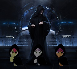 Size: 4944x4440 | Tagged: safe, apple bloom, scootaloo, sweetie belle, g4, absurd resolution, crossover, darth sidious, emperor palpatine, sith, star wars