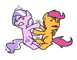 Size: 700x550 | Tagged: safe, artist:ponchuzn, diamond tiara, scootaloo, g4, fight, sissy slap fight