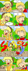 Size: 766x1954 | Tagged: safe, artist:xevnest, applejack, big macintosh, human, g4, comic, duo, female, humanized, male, parody, speech bubble, the amanda show