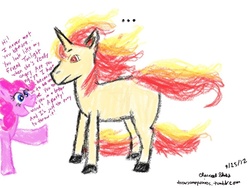 Size: 960x720 | Tagged: safe, artist:drawsomeponies, pinkie pie, rapidash, g4, pokémon