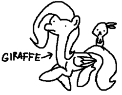 Size: 342x266 | Tagged: safe, artist:generic namefag, angel bunny, fluttershy, giraffe, g4, monochrome