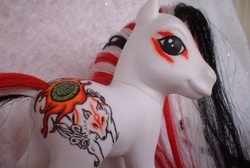 Size: 428x288 | Tagged: safe, artist:macabredarling, earth pony, pony, 2007, amaterasu, customized toy, doll, irl, okami, photo, toy