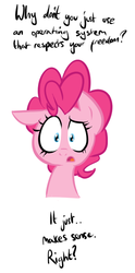 Size: 386x778 | Tagged: safe, artist:shoutingisfun, pinkie pie, earth pony, pony, g4, female, mouthpiece, operating system, solo