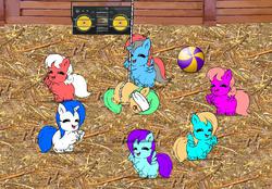 Size: 714x496 | Tagged: safe, fluffy pony, blindfold, dancing, fluffy pony pet shop, rope