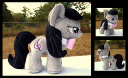 Size: 1777x1079 | Tagged: safe, artist:fireflytwinkletoes, octavia melody, earth pony, pony, g4, female, filly, irl, multiple views, outdoors, photo, plushie, solo