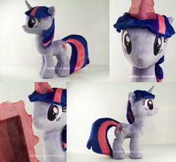 Size: 940x864 | Tagged: safe, artist:eebharas, twilight sparkle, pony, g4, book, glowing, glowing horn, horn, irl, magic aura, photo, plushie, solo