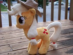 Size: 3264x2448 | Tagged: safe, artist:eebharas, applejack, earth pony, pony, g4, high res, irl, outdoors, photo, plushie, solo