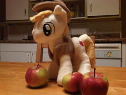 Size: 2048x1536 | Tagged: safe, artist:caashley, braeburn, earth pony, pony, g4, apple, irl, male, photo, plushie, solo, stallion