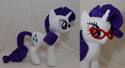 Size: 1208x662 | Tagged: safe, artist:makeshiftwings30, rarity, pony, g4, glasses, irl, photo, plushie, solo