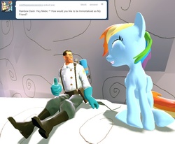 Size: 930x768 | Tagged: safe, artist:asktheblumedic, rainbow dash, human, pony, g4, gmod, medic, medic (tf2), team fortress 2