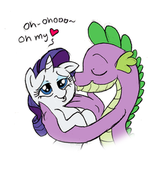 Size: 843x900 | Tagged: safe, artist:mickeymonster, rarity, spike, g4, female, interspecies, kissing, male, older, ship:sparity, shipping, straight