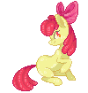 Size: 100x105 | Tagged: safe, artist:xenon, apple bloom, earth pony, pony, g4, animated, female, filly, pixel art, raised hoof, solo