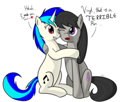 Size: 3880x3140 | Tagged: safe, artist:jade meteor, dj pon-3, octavia melody, vinyl scratch, earth pony, pony, unicorn, g4, female, high res, lesbian, mare, ship:scratchtavia, shipping, simple background, transparent background