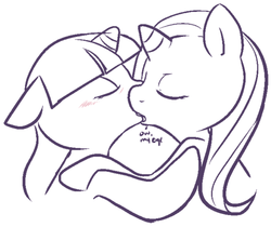 Size: 500x419 | Tagged: safe, artist:php27, trixie, twilight sparkle, pony, unicorn, g4, blushing, duo, female, french kiss, kiss on the lips, kissing, lesbian, ship:twixie, shipping
