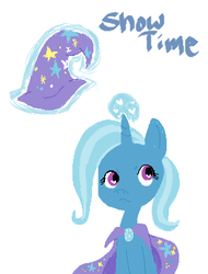 Size: 287x378 | Tagged: safe, artist:machokawaii, trixie, pony, unicorn, g4, cape, clothes, female, hat, mare, simple background, solo, trixie's cape, trixie's hat, white background