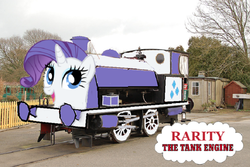 Size: 799x535 | Tagged: safe, artist:kuren247, rarity, pony, g4, crossover, locomotive, solo, thomas the tank engine, train