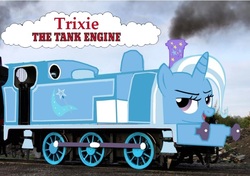 Size: 731x514 | Tagged: safe, artist:kuren247, trixie, g4, crossover, locomotive, thomas the tank engine, train