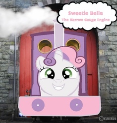 Size: 500x530 | Tagged: safe, artist:kuren247, sweetie belle, object pony, original species, train pony, g4, crossover, inanimate tf, locomotive, ponified, thomas the tank engine, train, trainified, transformation