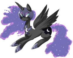 Size: 660x526 | Tagged: safe, artist:wowzie, nightmare moon, alicorn, pony, g4, female, horn, mare, simple background, solo, transparent background, wings