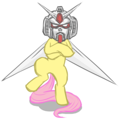 Size: 608x620 | Tagged: safe, artist:fyxe, fluttershy, g4, gangnam style, gundam, simple background, transparent background