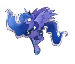 Size: 3500x3000 | Tagged: dead source, safe, artist:snufflin, princess luna, pony, g4, female, happy, high res, simple background, slender, smiling, solo, spread wings, thin, transparent background, wings