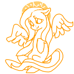 Size: 600x600 | Tagged: artist needed, safe, fluttershy, angel, pony, g4, female, fluttershy the angel, halo, lineart, monochrome, solo