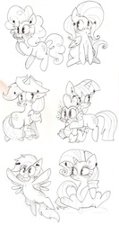 Size: 1696x3196 | Tagged: safe, artist:krystal-the-fox, applejack, fluttershy, pinkie pie, rainbow dash, rarity, spike, twilight sparkle, g4, mane seven, mane six, sketch